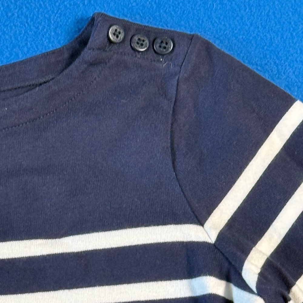 L.L.Bean Women's Heritage Mariner Stripe Dress in Navy & White 100% cotton Sz S - Picture 3 of 4